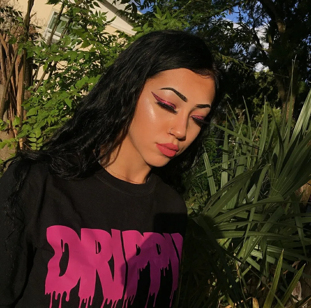 Pink Drippin | Black Tee
