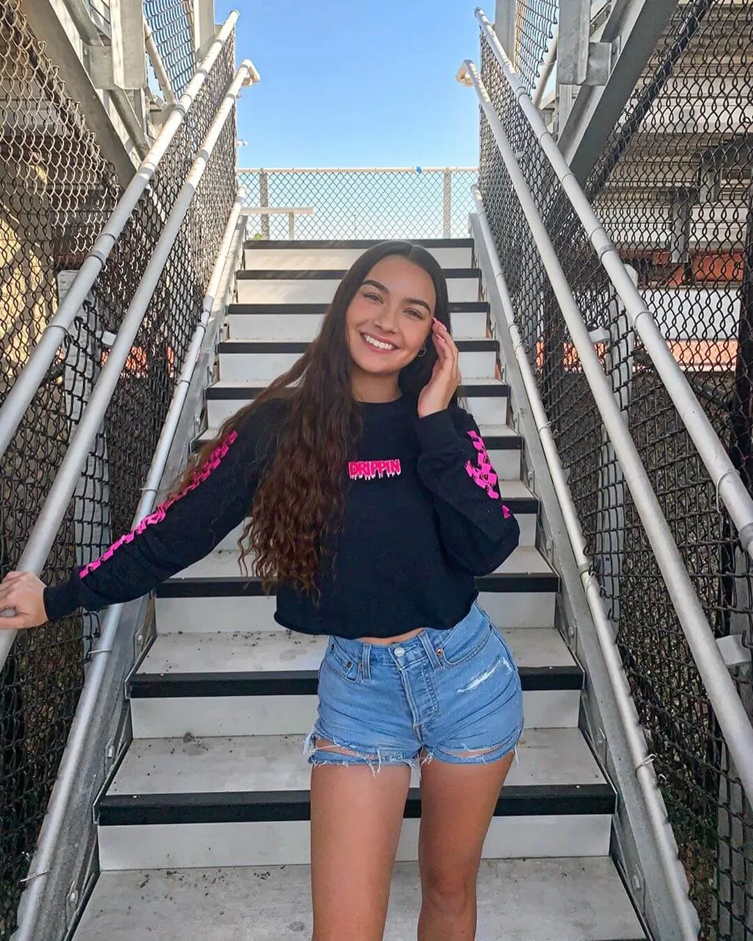 Pink Drippin (S) | Black Long Sleeve Tee (Solid Checkered Drippin Sleeve)