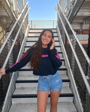 Pink Drippin (S) | Black Long Sleeve Tee (Solid Checkered Drippin Sleeve)