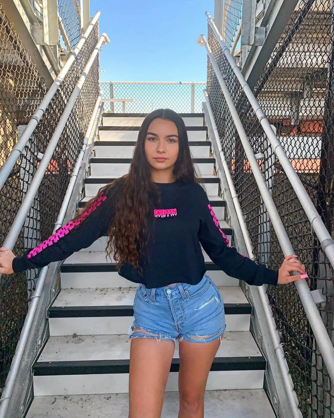 Pink Drippin (S) | Black Long Sleeve Tee (Solid Checkered Drippin Sleeve)