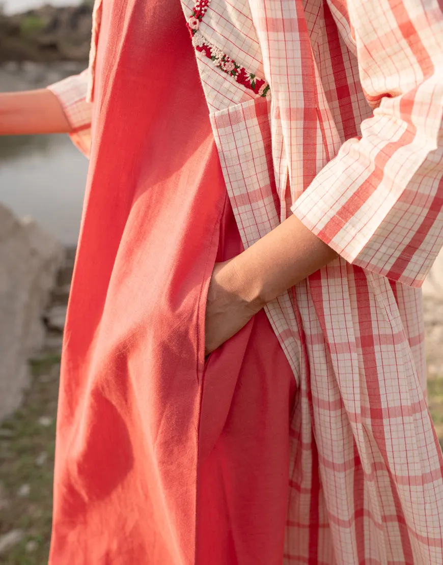 Pinky Red Jacket with Dress