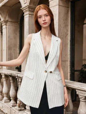 Pinstripe Cotton Blends Vest