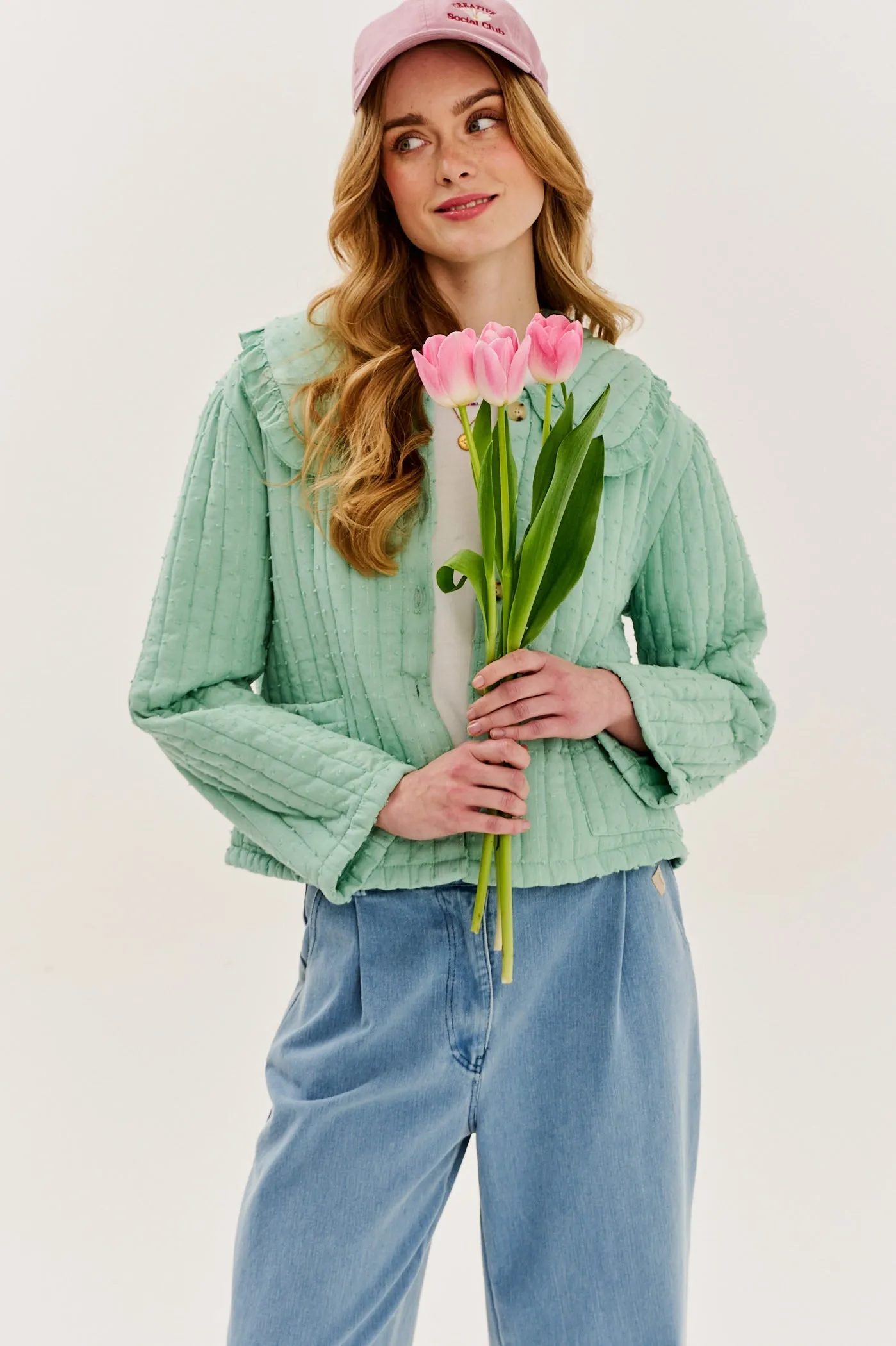 Pistachio Blush lightweight quilted jacket
