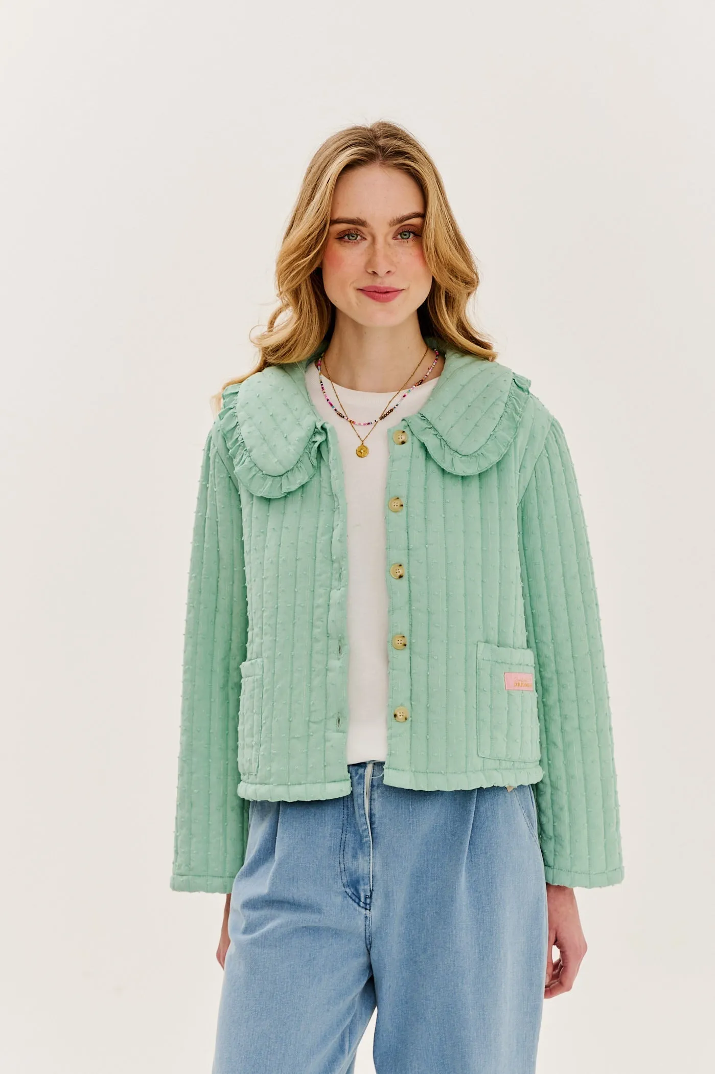Pistachio Blush lightweight quilted jacket