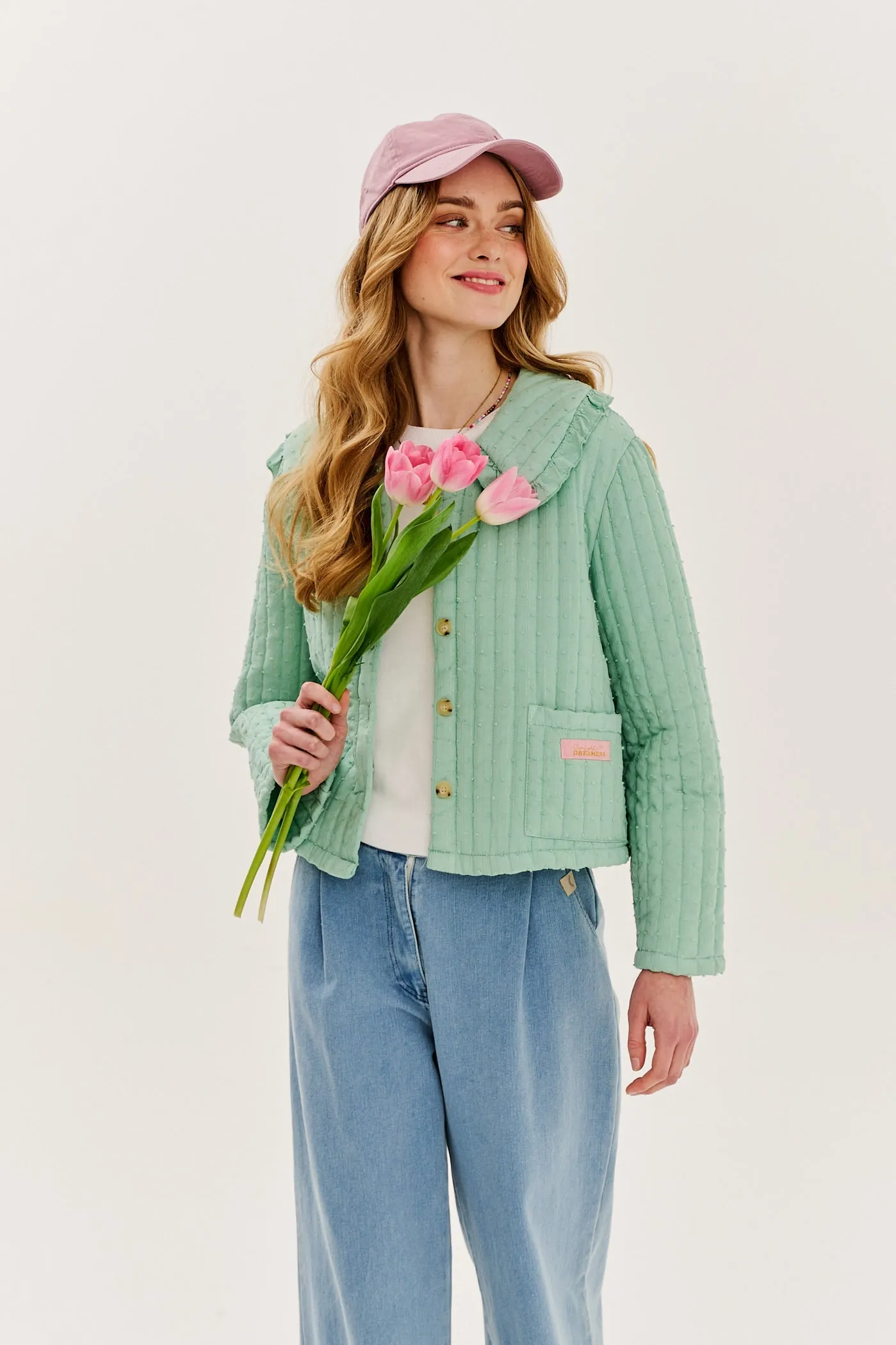 Pistachio Blush lightweight quilted jacket