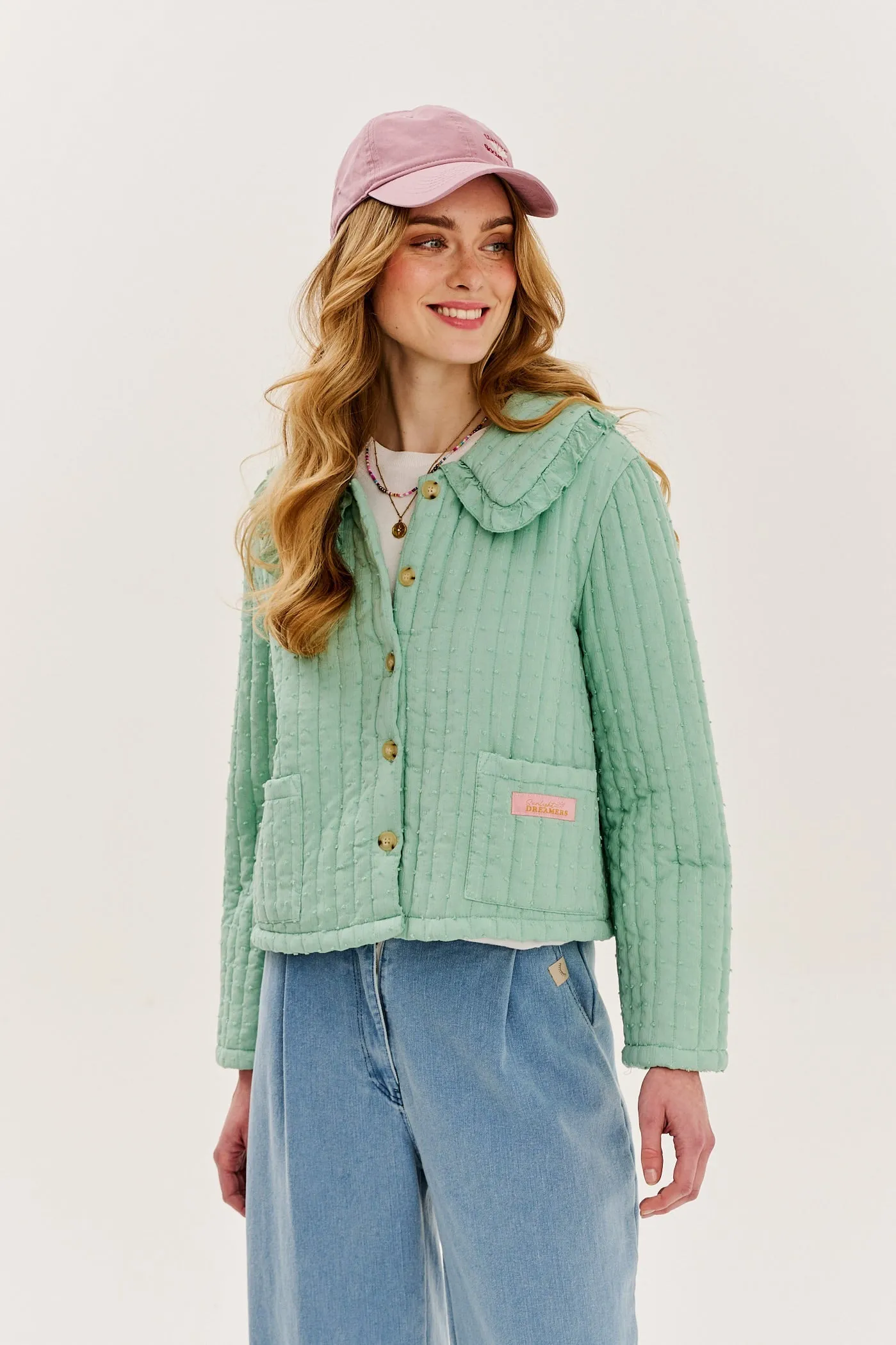 Pistachio Blush lightweight quilted jacket