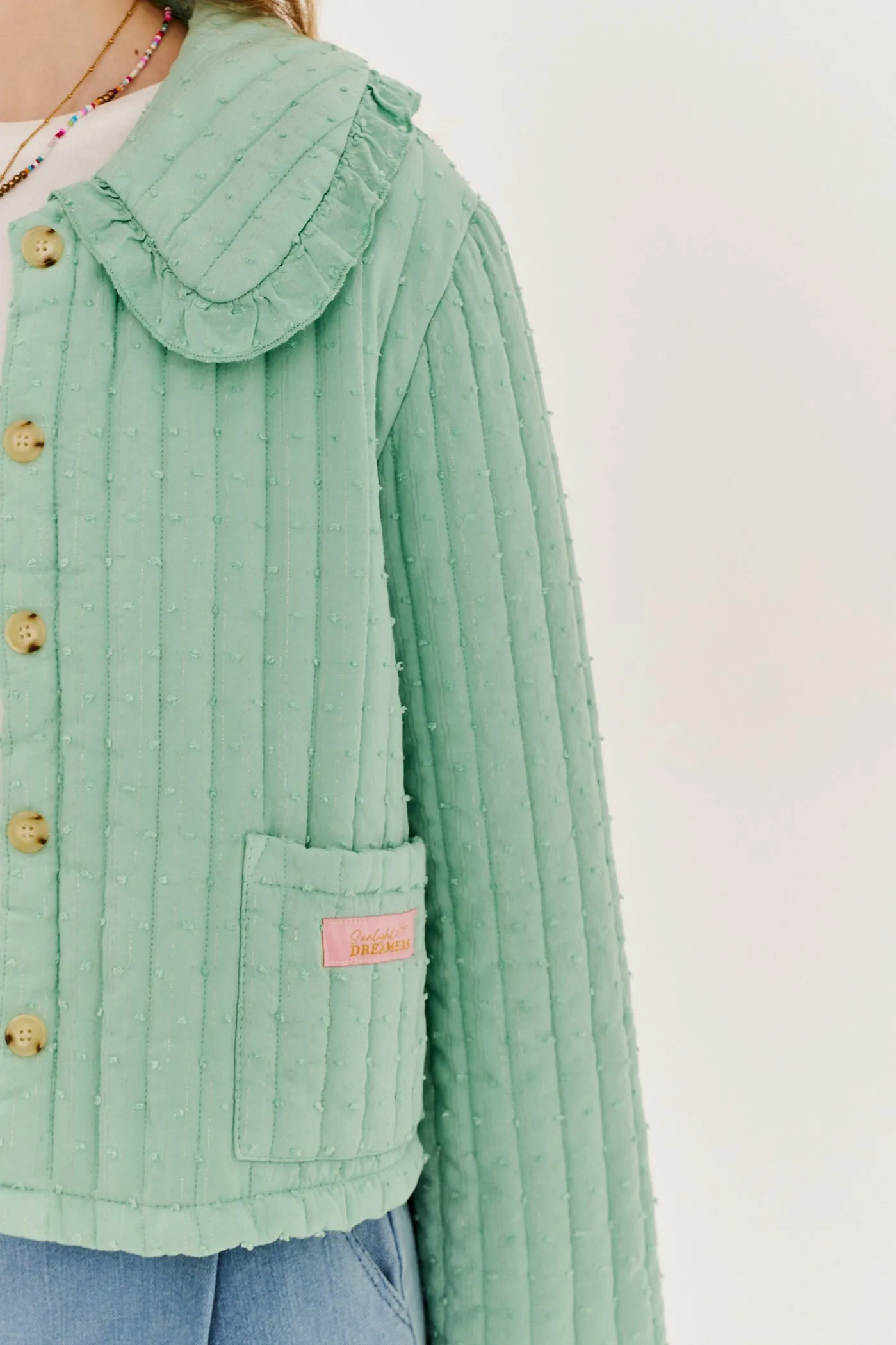 Pistachio Blush lightweight quilted jacket