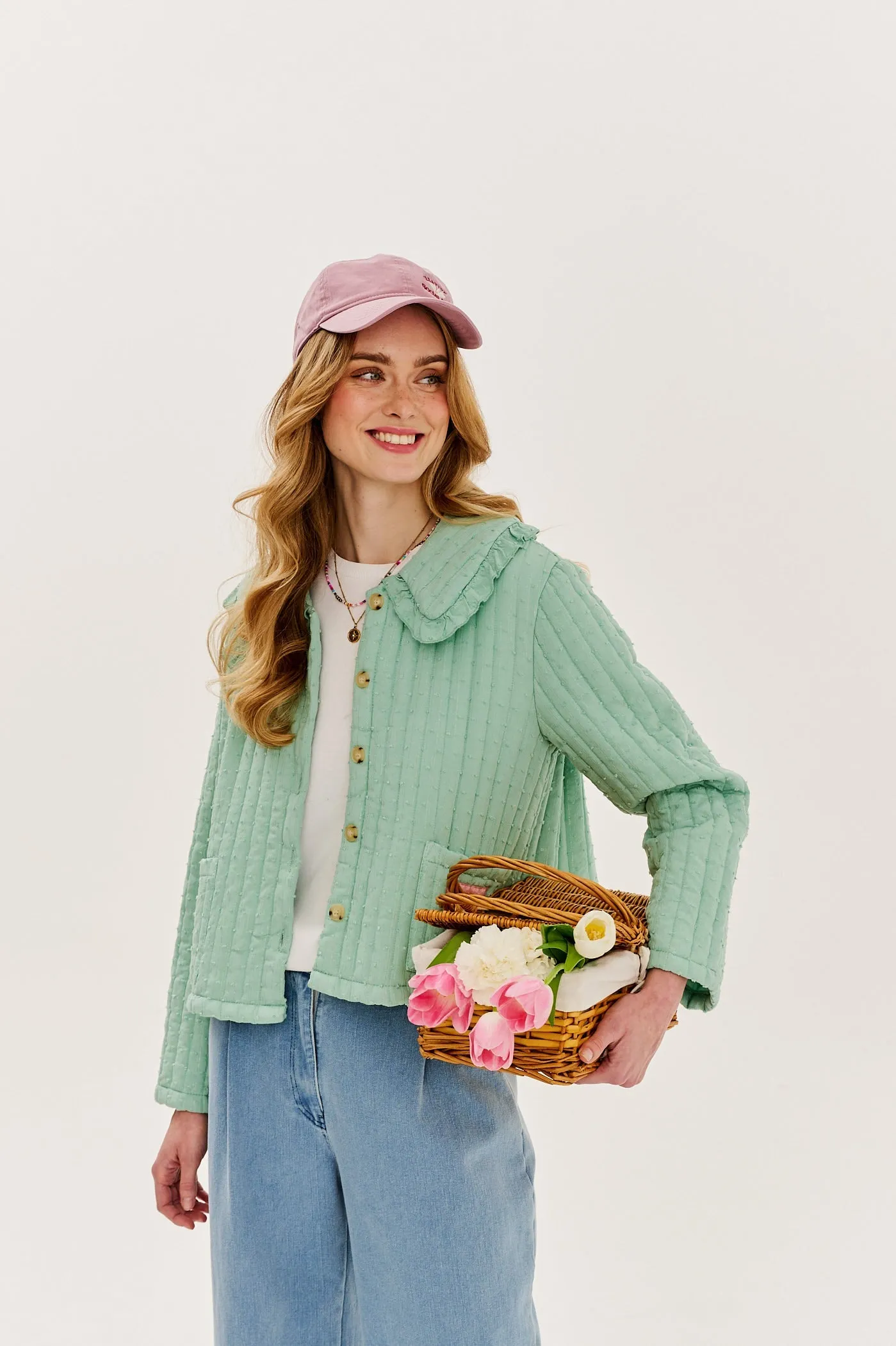 Pistachio Blush lightweight quilted jacket