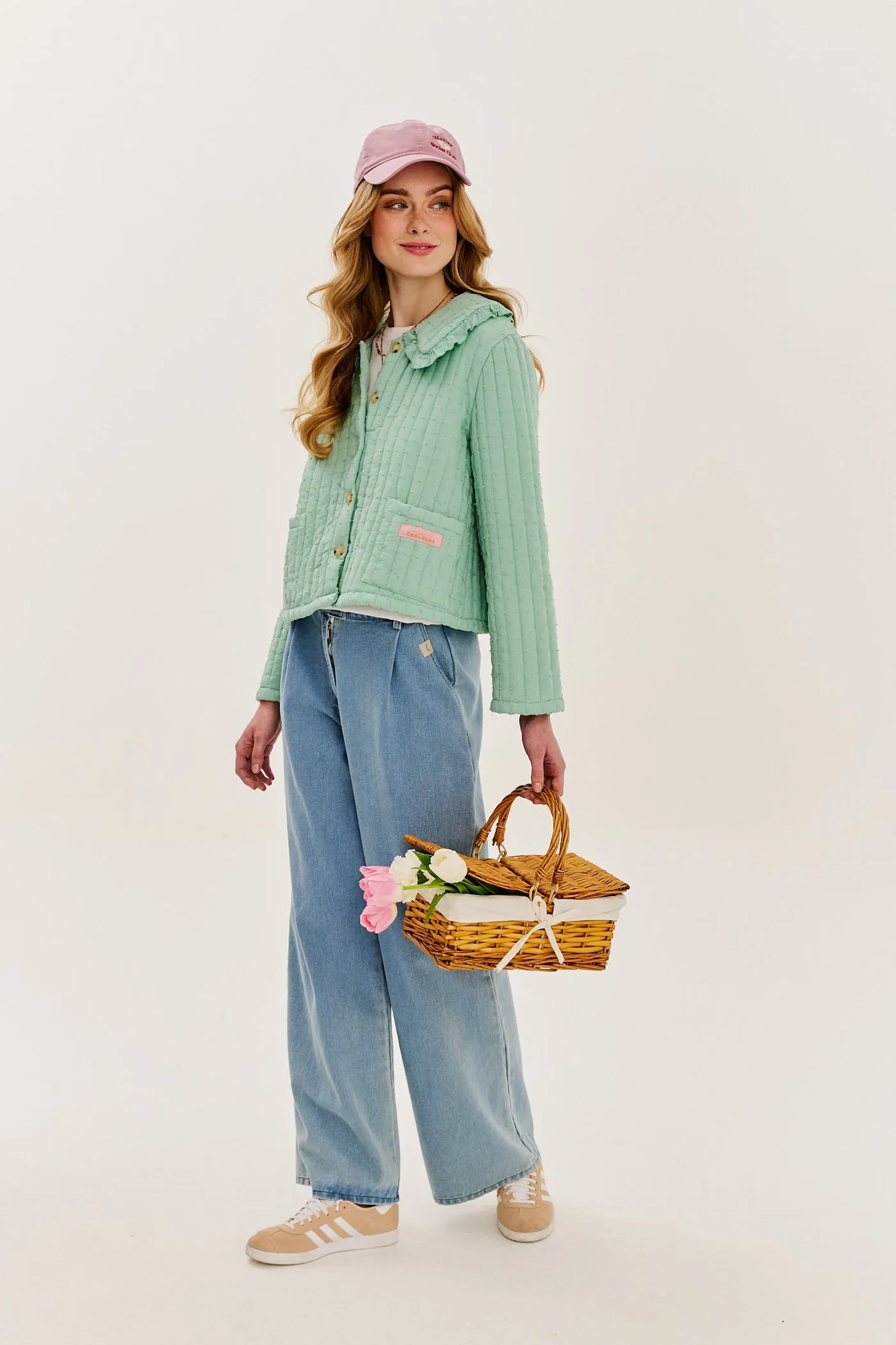 Pistachio Blush lightweight quilted jacket