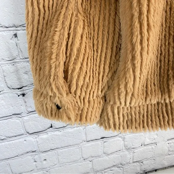 POL Oversized Ribbed Trucker Jacket Soft Teddy Sherpa