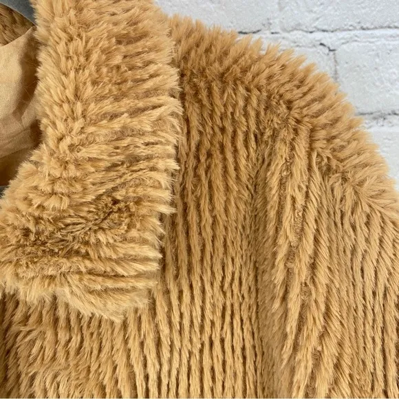 POL Oversized Ribbed Trucker Jacket Soft Teddy Sherpa