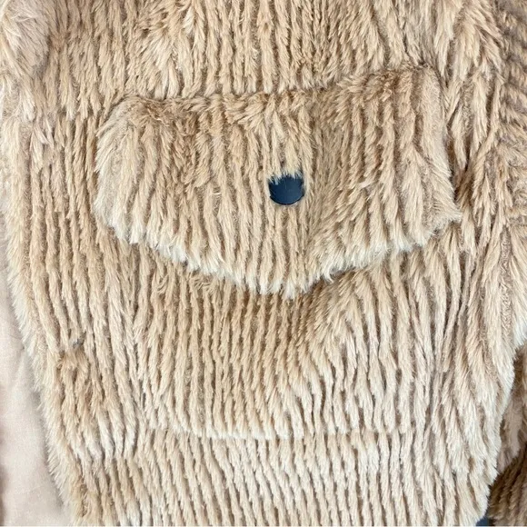POL Oversized Ribbed Trucker Jacket Soft Teddy Sherpa