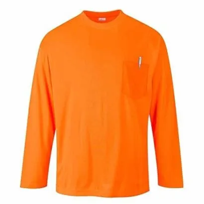 Portwest Enhanced Day-Vis Pocket Long Sleeve Tee Shirt - S579