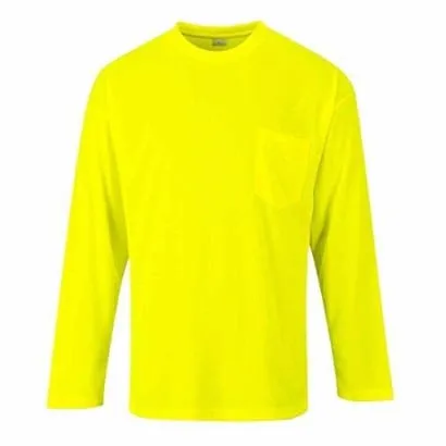 Portwest Enhanced Day-Vis Pocket Long Sleeve Tee Shirt - S579