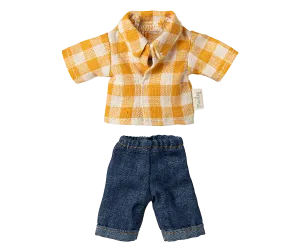 Pre-order Maileg Yellow checked shirt and pants, Dad mouse