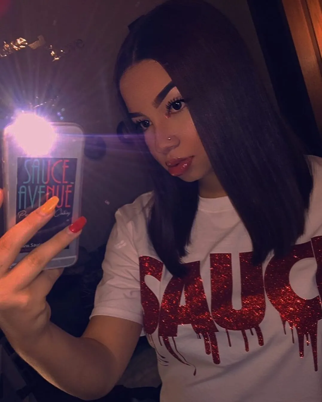 Red Glitter Sauce | White Tee