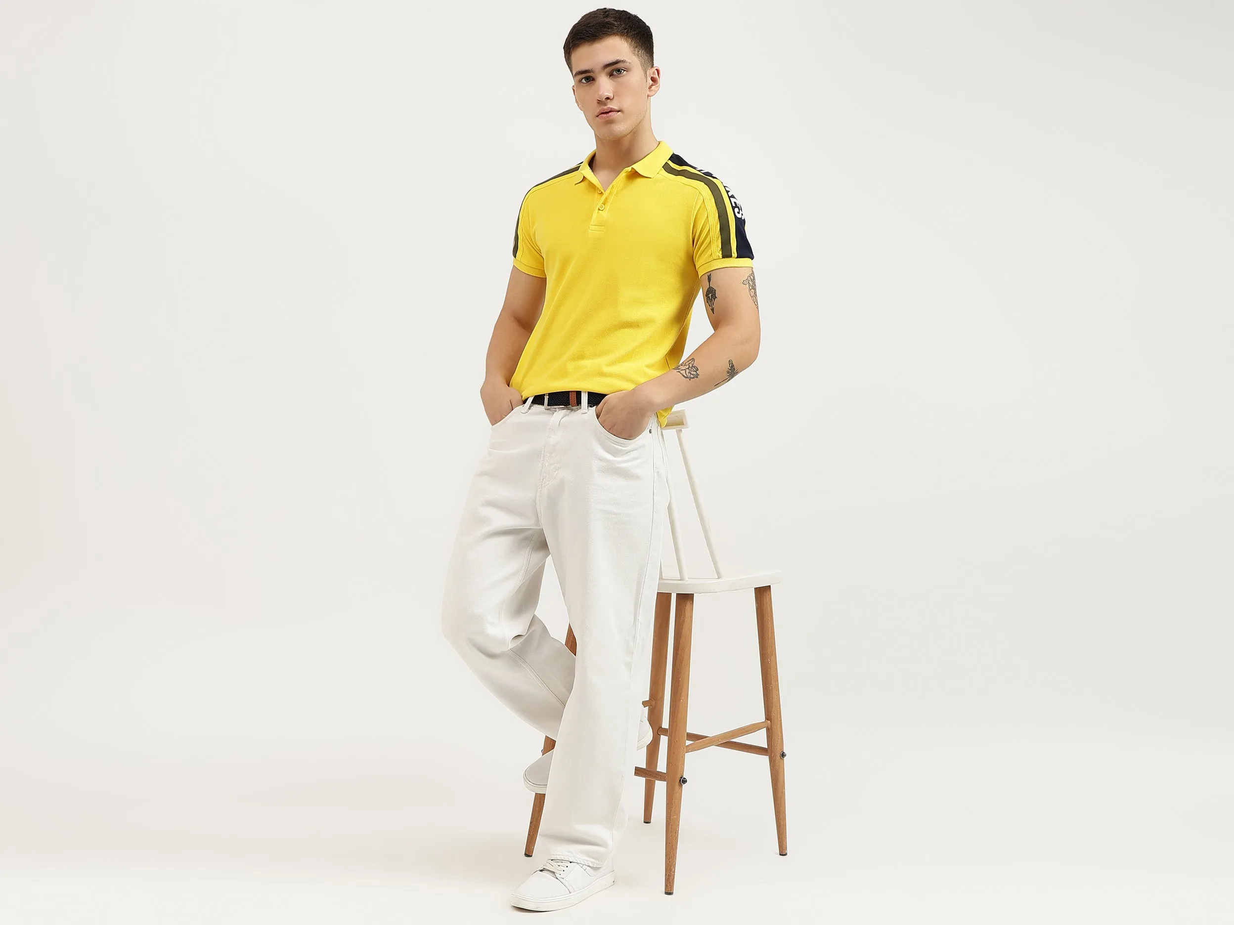 Regular Fit Collared Tape Detail Polo T-Shirt