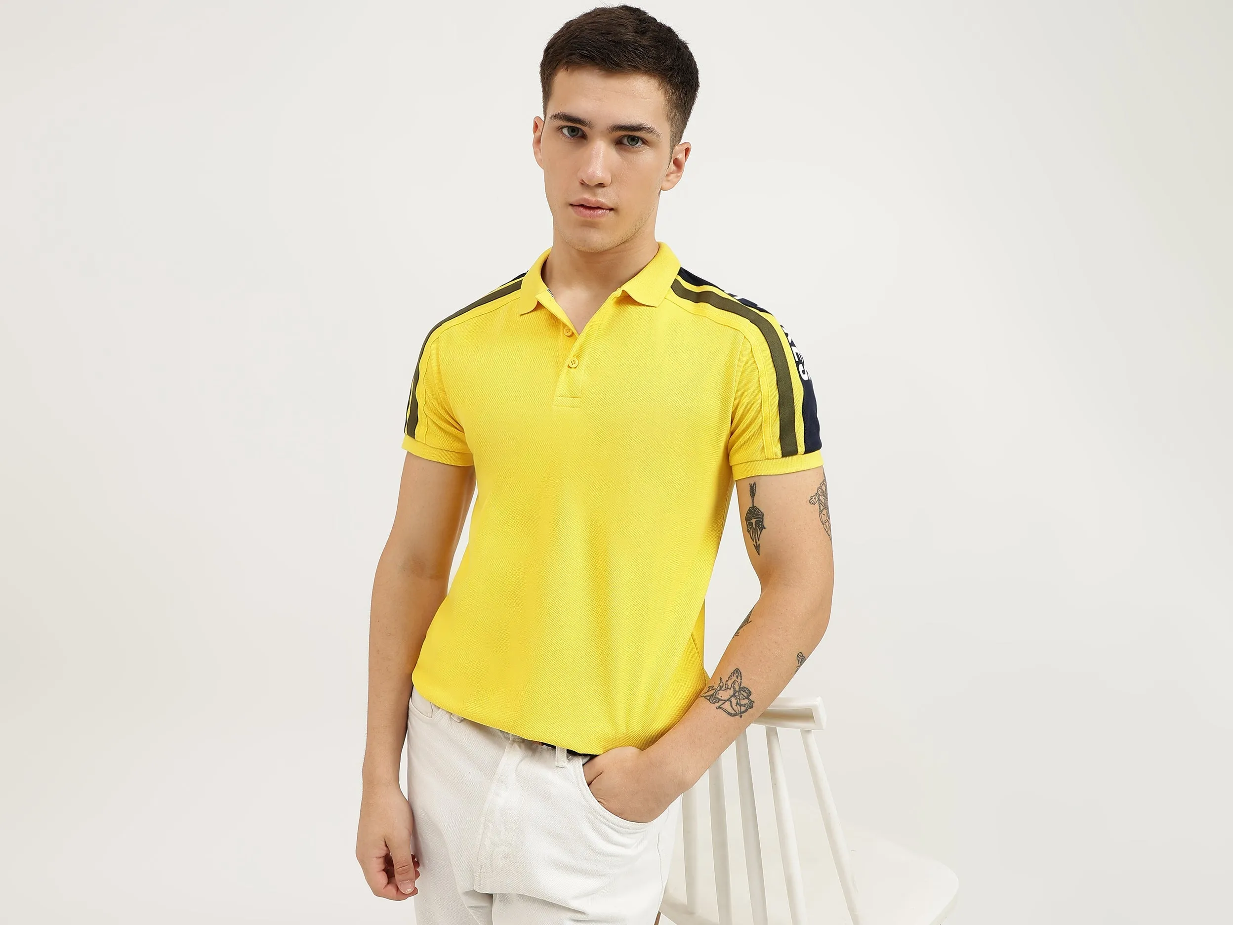 Regular Fit Collared Tape Detail Polo T-Shirt