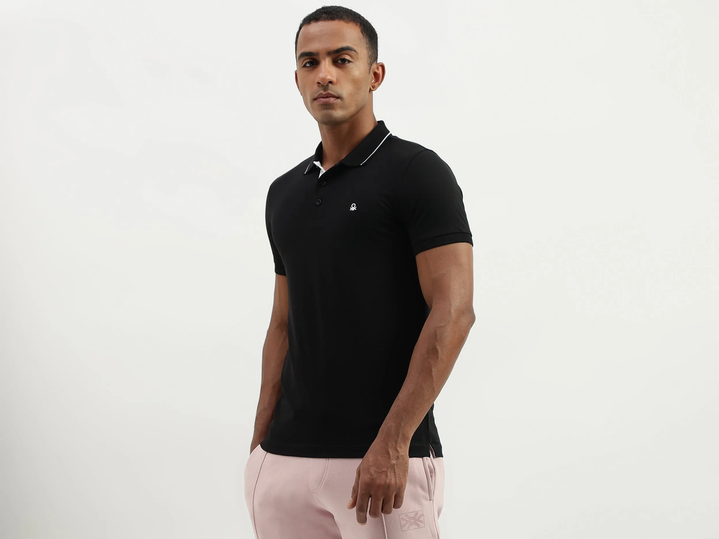 Regular Fit Polo Collar Solid T-Shirt