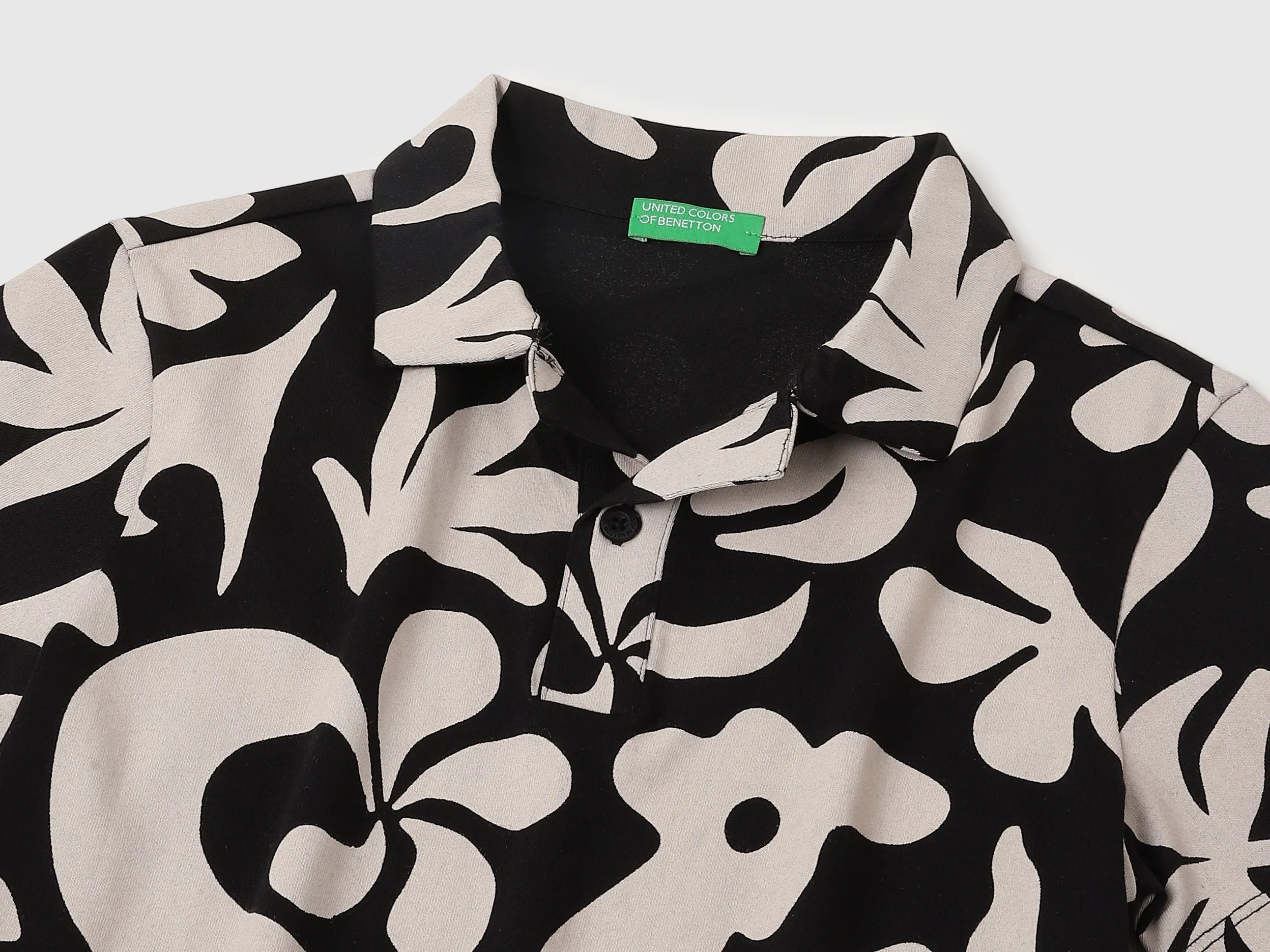Regular Fit Polo Neck Printed T-shirt
