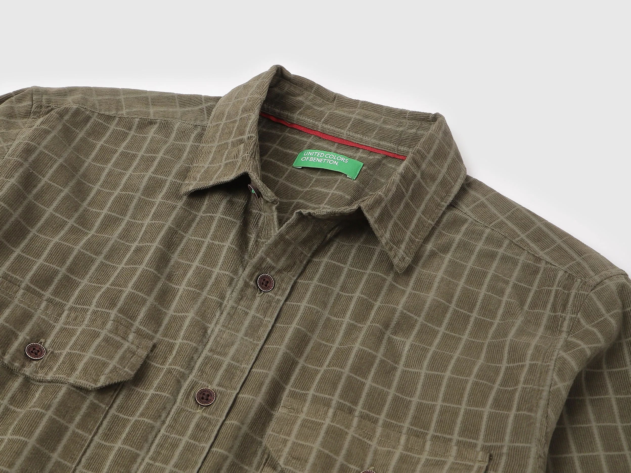 Regular Fit Spread Collar Checkered Shirt