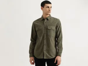 Regular Fit Spread Collar Checkered Shirt
