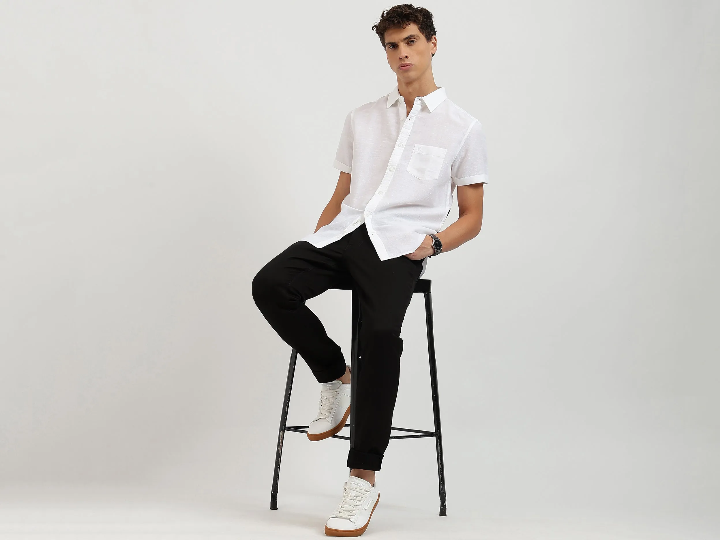 Regular Fit Spread Collar Solid Shirts