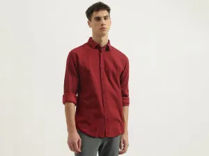 Regular Fit Spread Collar Textured Shirts