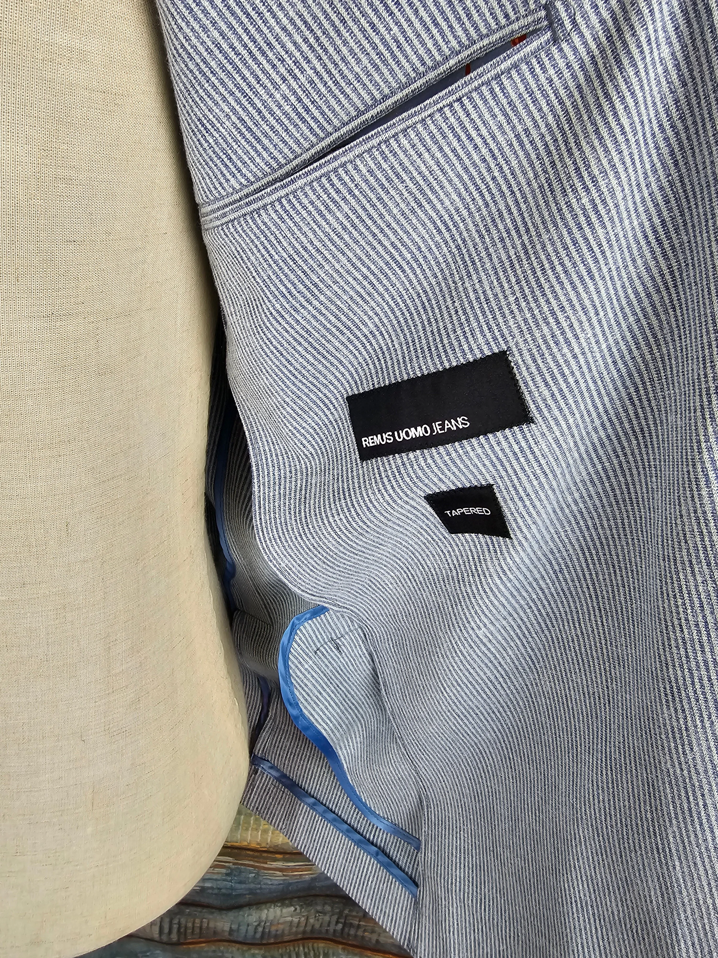 Remus Uomo Tapered Fit linen & Cotton Fine stripe Jacket