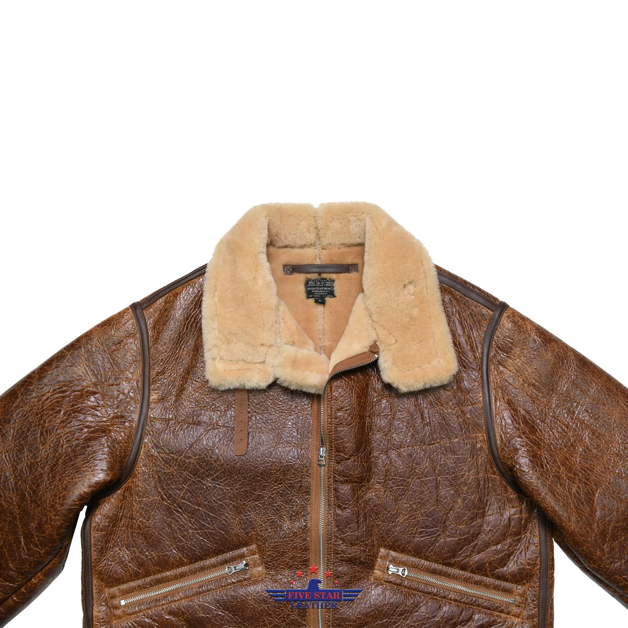 Repro USAAF D-1 Werber SportsWear CO. Order No. 43-13608 AF Mechanics Shearling Reddish Brown Jacket