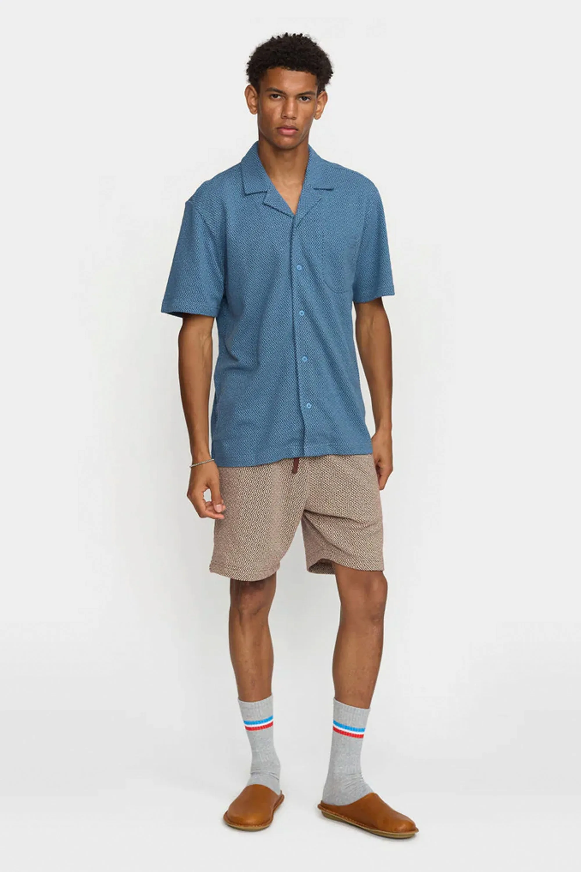 REVOLUTION - JACQUARD CUBAN SHIRT - BLUE