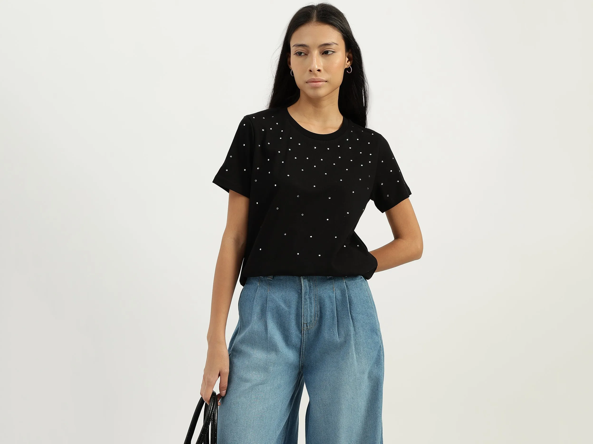 Round Neck Embellished Tshirt
