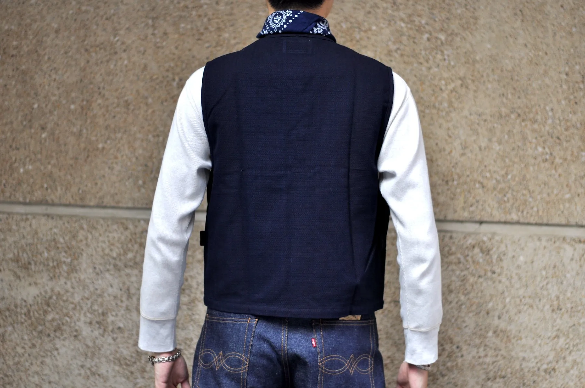 Samurai "Aimadara" Indigo Dyed Dobby Field Vest