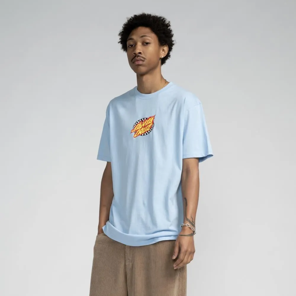 Santa Cruz T-Shirt Oval Check Flame Front - Crystal Blue