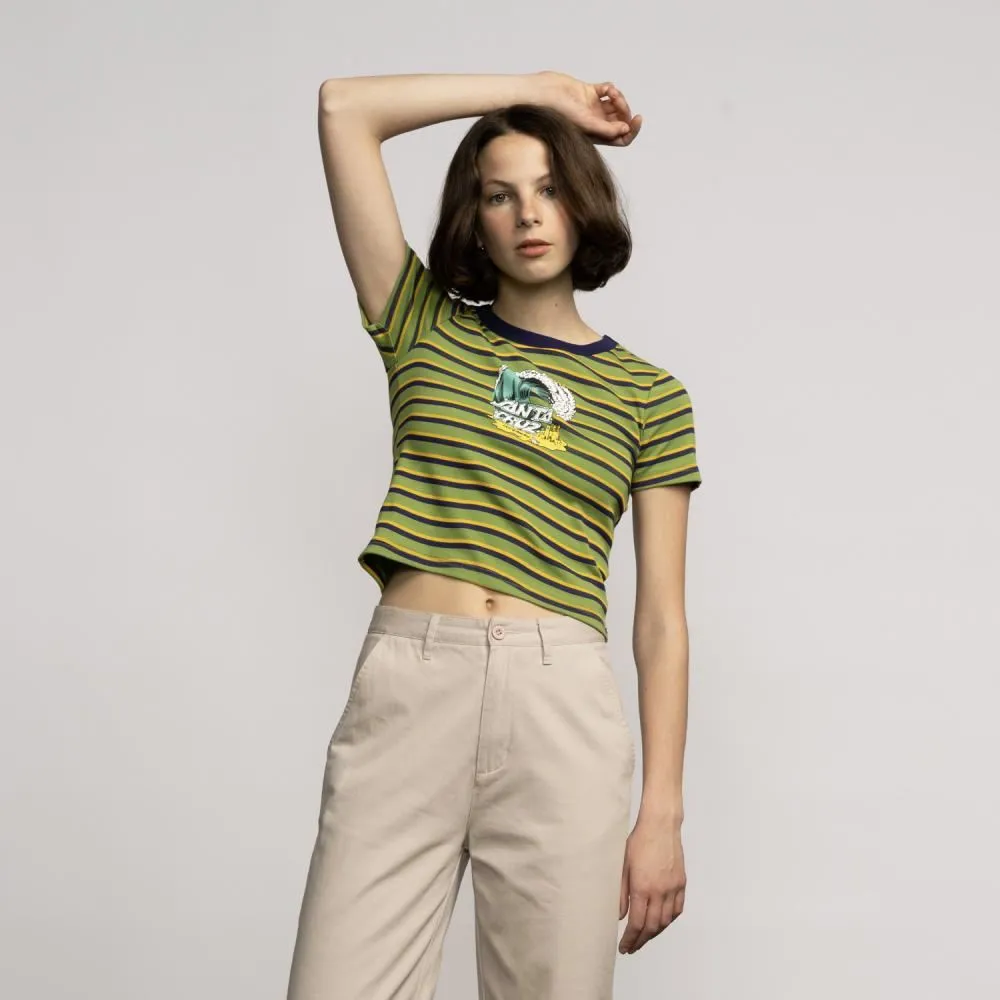 Santa Cruz Womens Custom Tee Onshore Front T-Shirt - Apple Wave Stripe