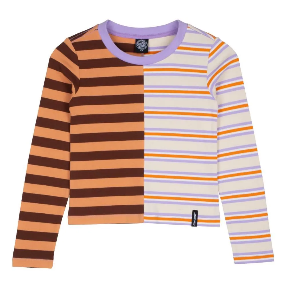 Santa Cruz Womens Custom Top Split Stripe L/S T-Shirt - Sepia Stripe