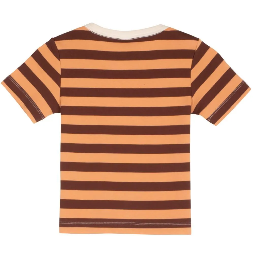 Santa Cruz Womens Custom Top Strip Logo Emb T-Shirt - Sepia Stripe
