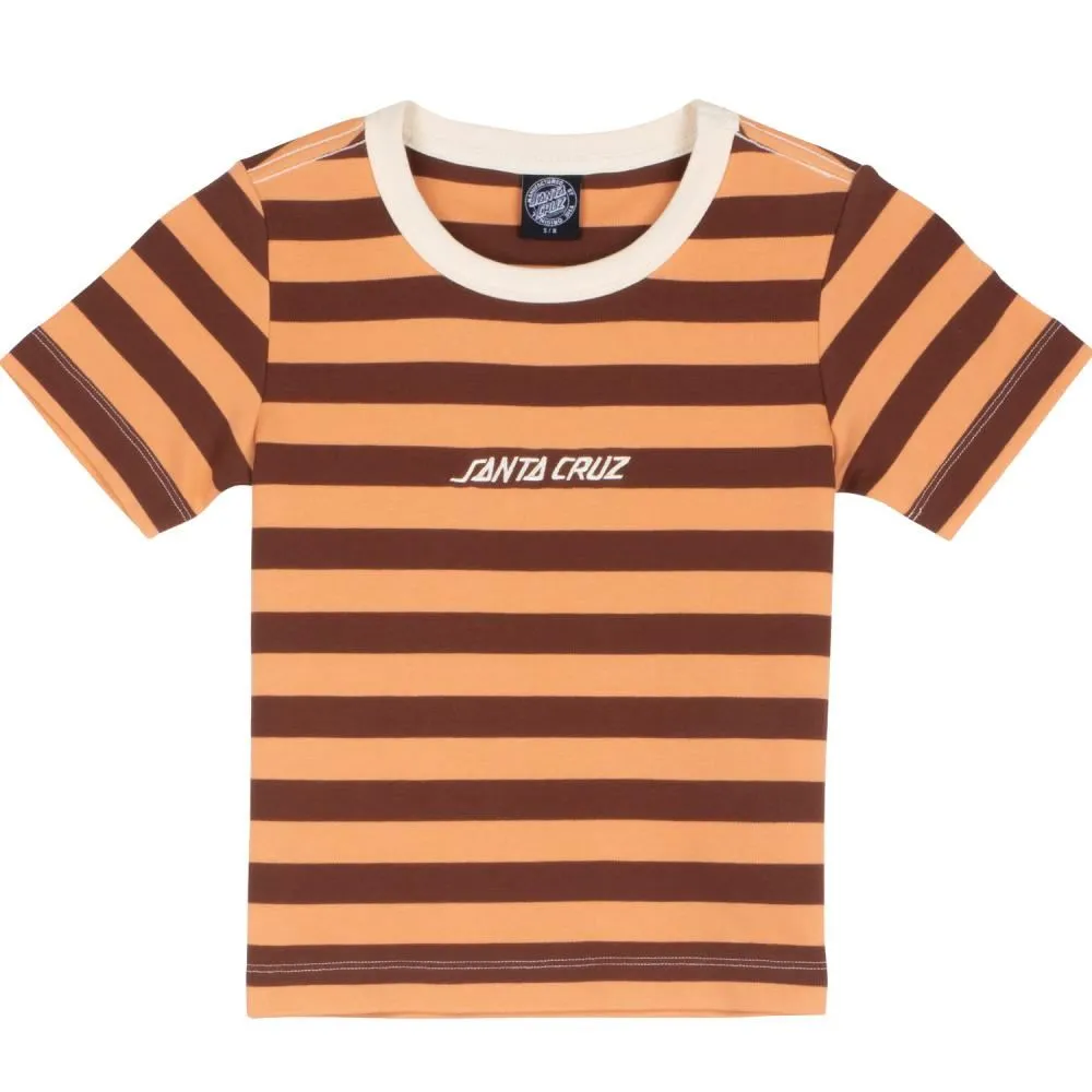 Santa Cruz Womens Custom Top Strip Logo Emb T-Shirt - Sepia Stripe