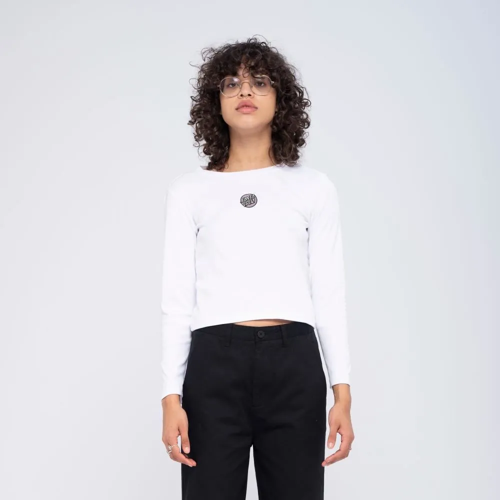 Santa Cruz Womens L/S T-Shirt Other Dot Front Emb LS T-Shirt - White