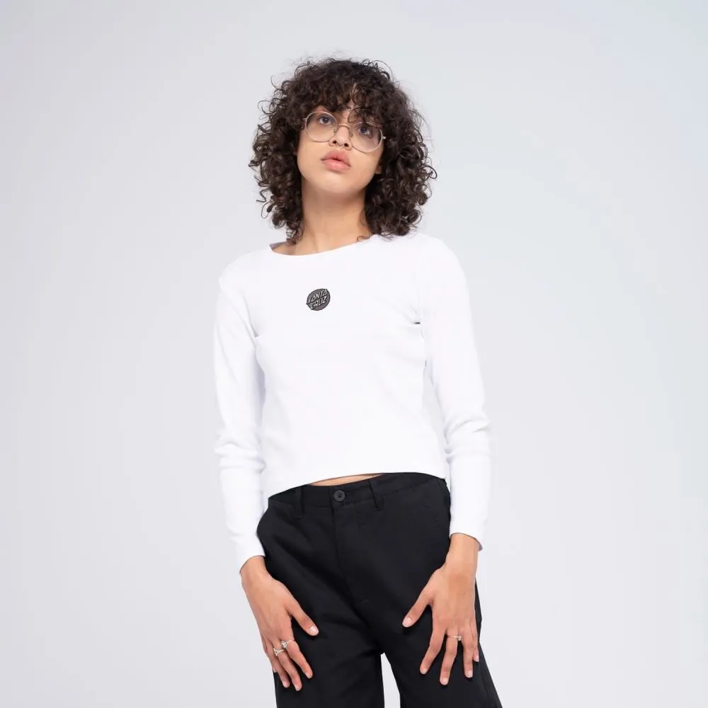 Santa Cruz Womens L/S T-Shirt Other Dot Front Emb LS T-Shirt - White