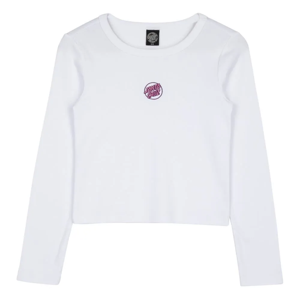 Santa Cruz Womens L/S T-Shirt Partial Dot Emb L/S T-Shirt - White