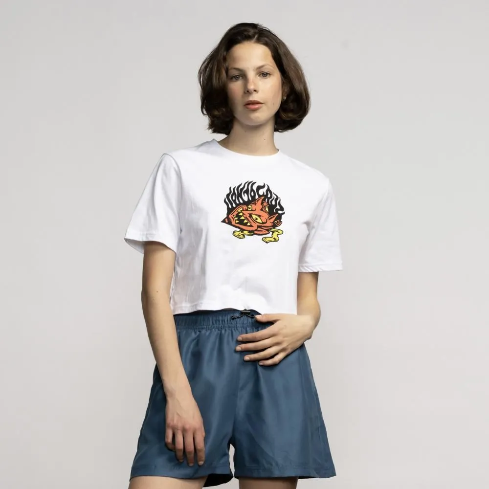 Santa Cruz Womens T-Shirt Delfino Devil Mask Front - White