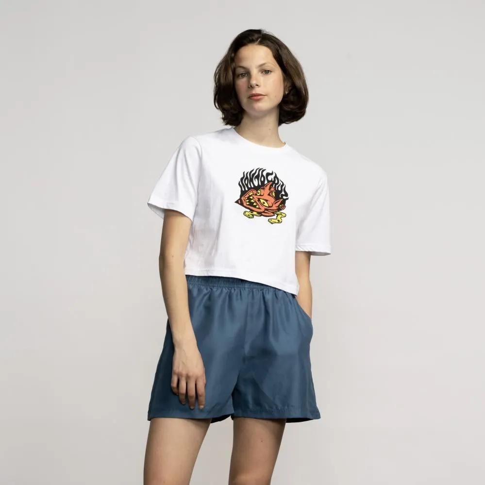 Santa Cruz Womens T-Shirt Delfino Devil Mask Front - White