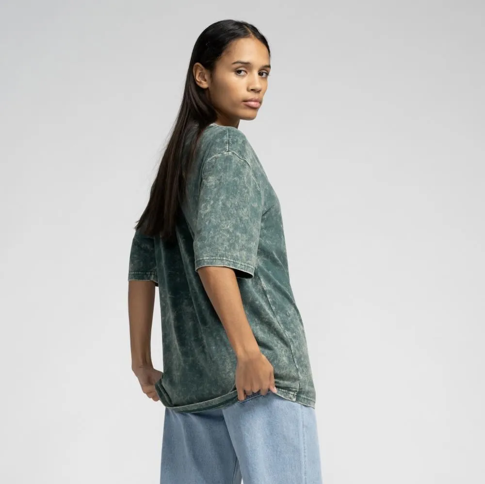 Santa Cruz Womens T-Shirt Ornate Dot Front Oversized - Emerald Acid Wash