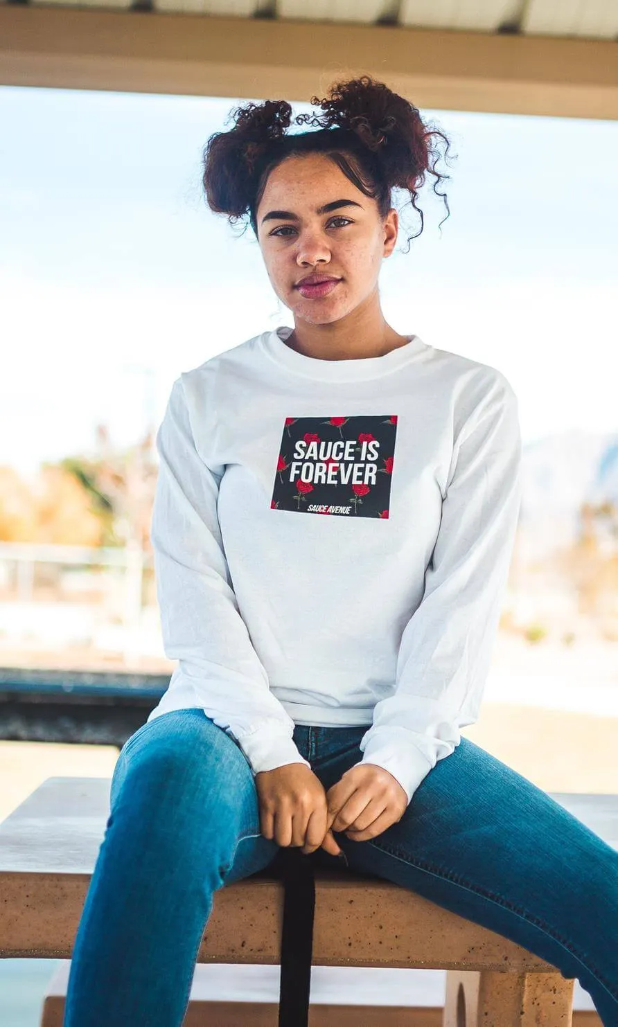 Sauce Is Forever (Black Rose Box) | White Long Sleeve Tee