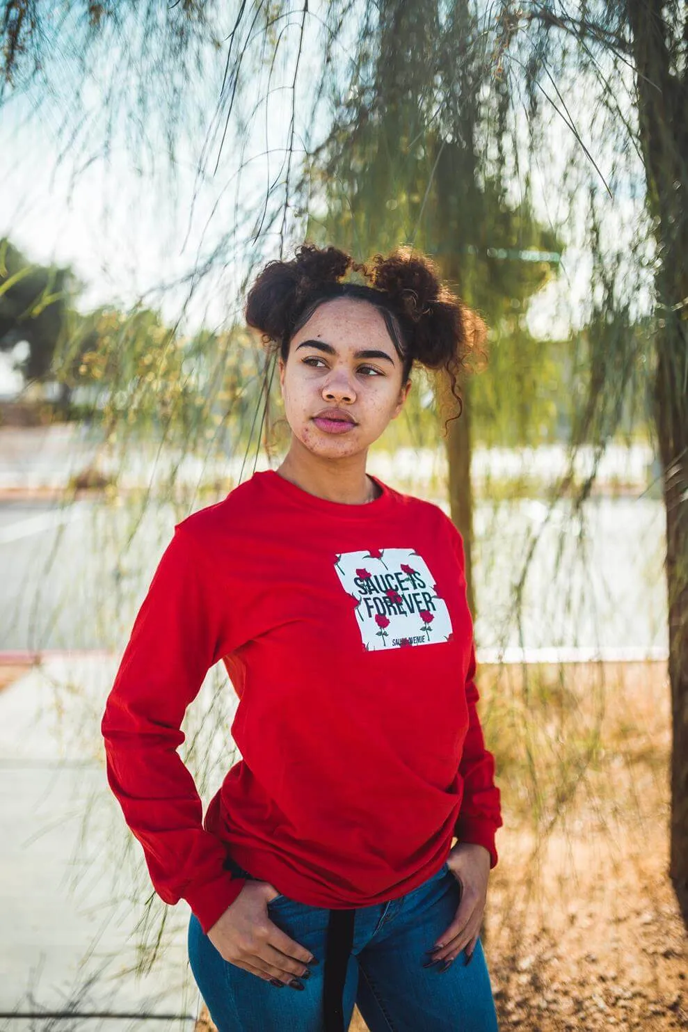Sauce Is Forever (White Rose Box) | Red Long Sleeve Tee