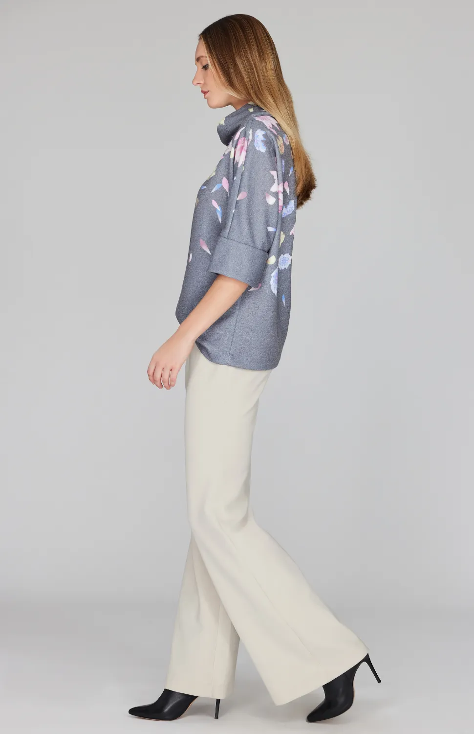 Scattered Blossom Sweater Poncho