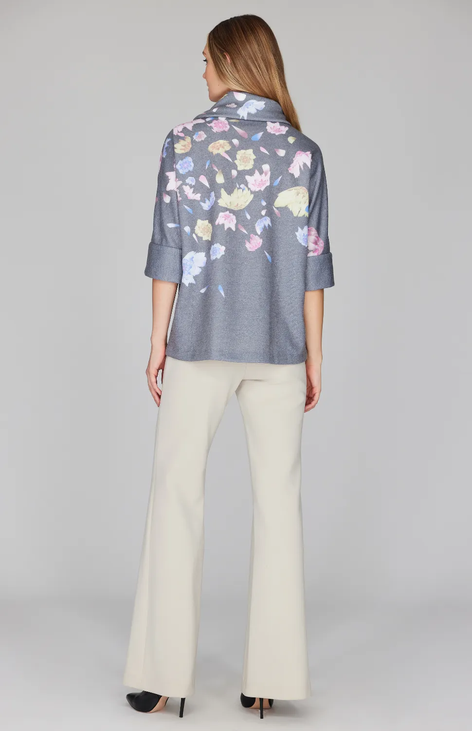 Scattered Blossom Sweater Poncho