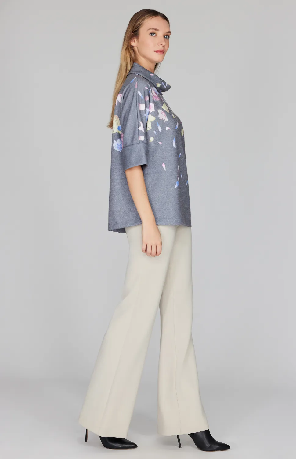 Scattered Blossom Sweater Poncho