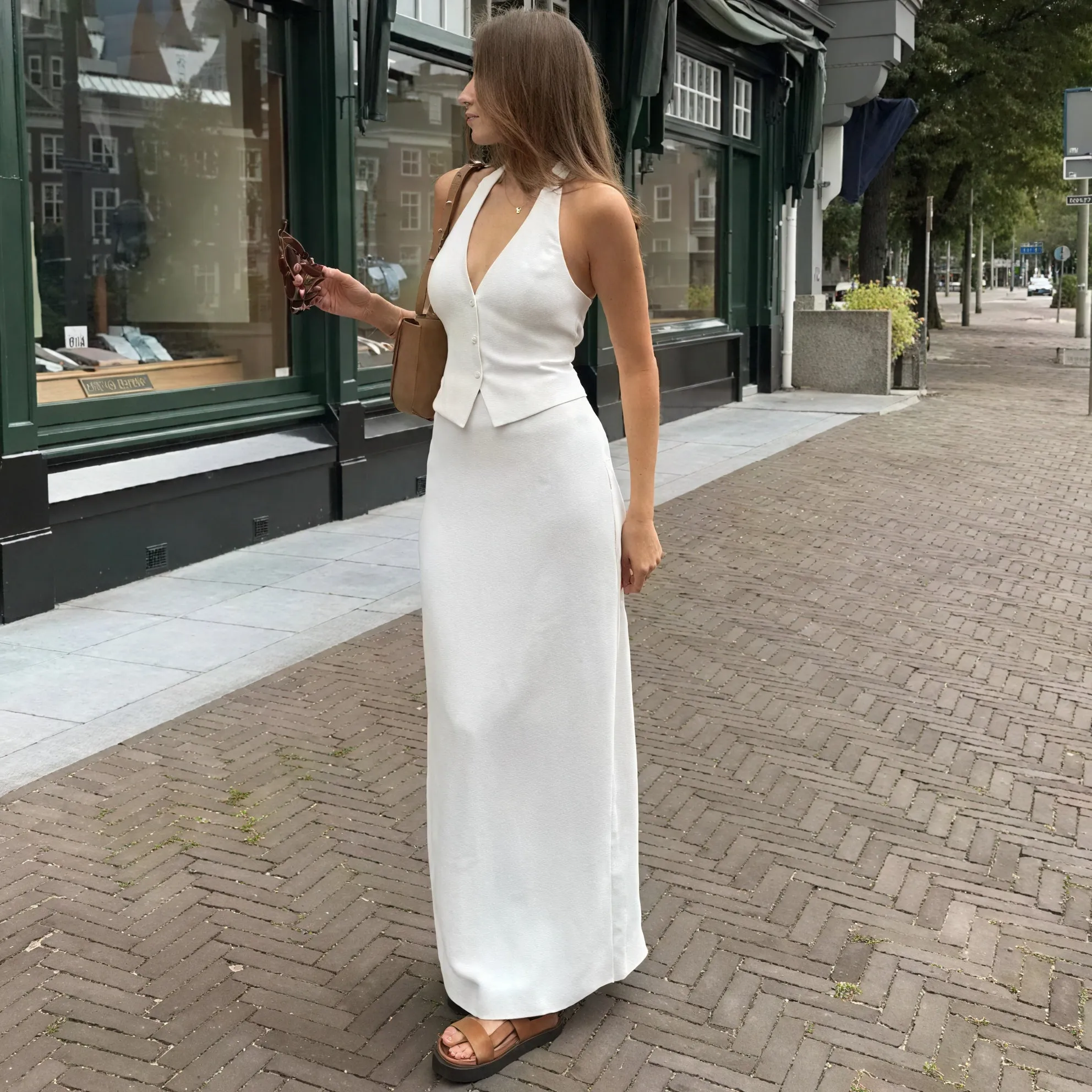 Sculpted Two-Piece Suit with Halter Top